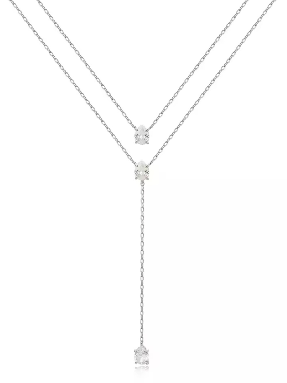 Kohl's Silver Layered Y-Drop Necklace with Clear Stones
